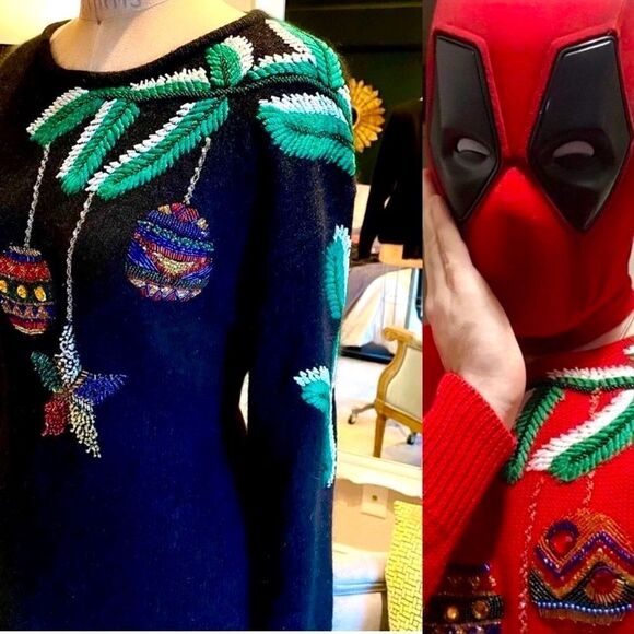 ♥️ Ugly Christmas sweater DEADPOOL cosplay sweater. I.B. Diffusion Ugly Xmas - Picture 1 of 13